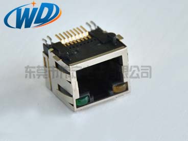 带灯贴片型RJ45 8P8C 带固定片网络接口