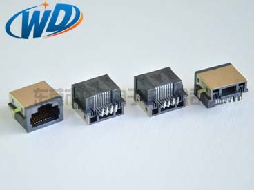 沉板插件型 RJ45网络接口 8P8C带屏蔽壳 超薄板上高6.0mm