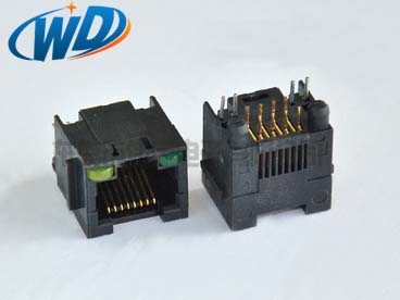 广东网络插座厂家 180度插板型8P8C 带LED灯网口插座