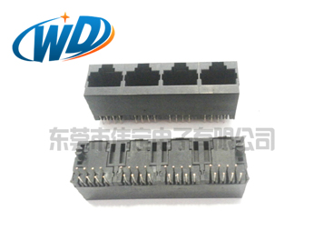 1X4 立式四联体RJ45网络接口 180度插四胞网络插座