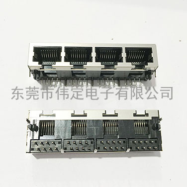 1x4 四胞RJ45网络接插件带屏蔽壳