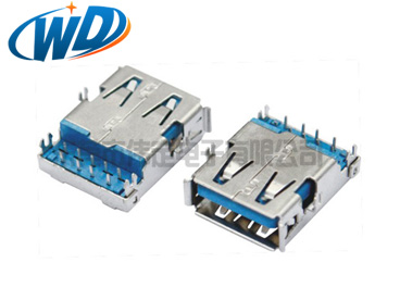 沉板DIP USB 3.0连接器 AF母座 鱼叉四脚板上高2.96